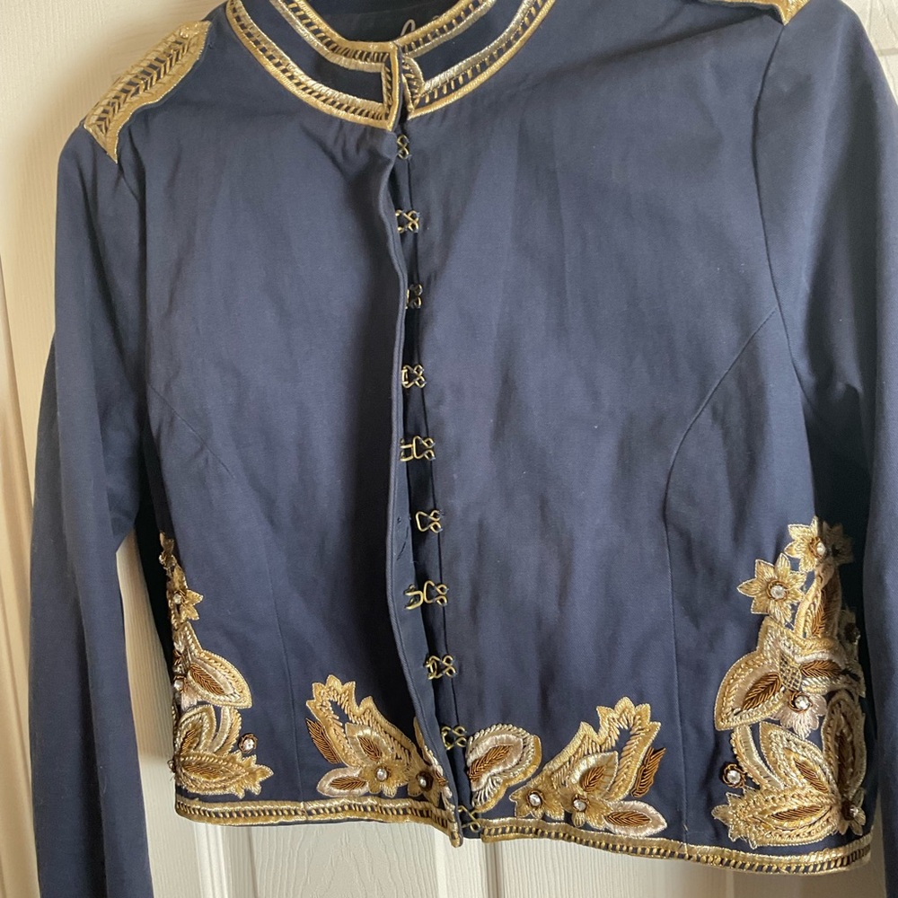 Embroidered Navy Blue Utility Jacket - Picture 8 of 15